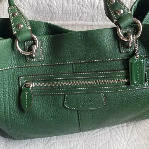 Coach Penelope Green Leather Tote Bag - Picture 6 of 12
